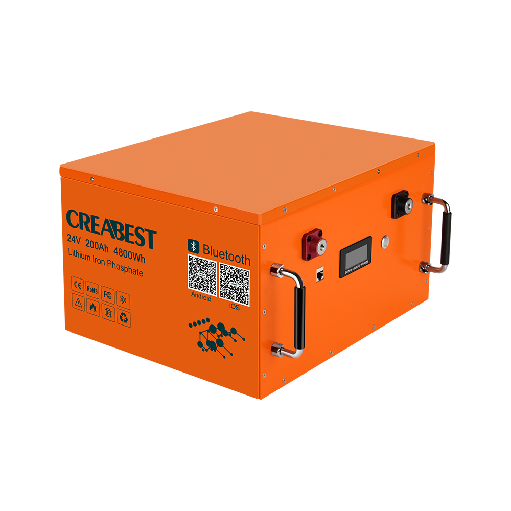Creabest LiFePO4 Akku 200Ah 24V für Wohnmobil, Camping, Solaranlagen, Marine, Off-Grid, Backup Stromversorgung mit Bluetooth